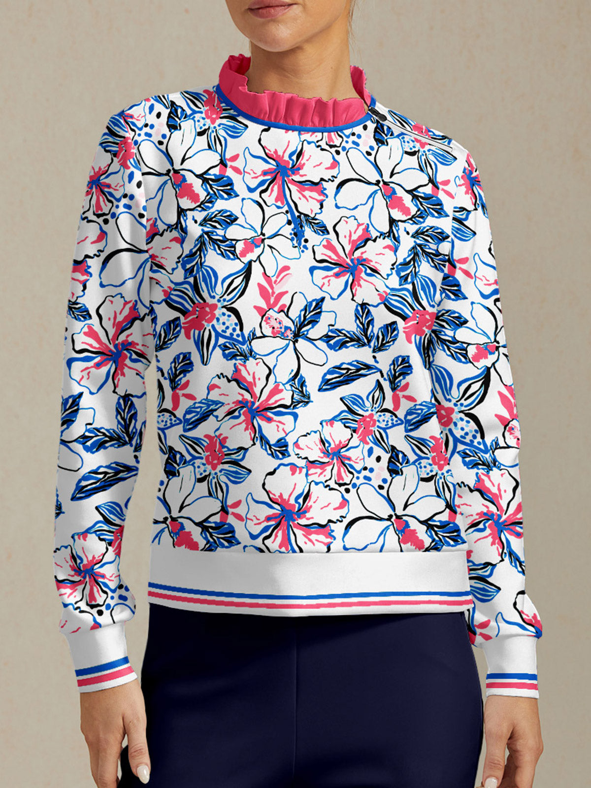 Botanical Energy Ruffle Collar Golf Sweatshirt