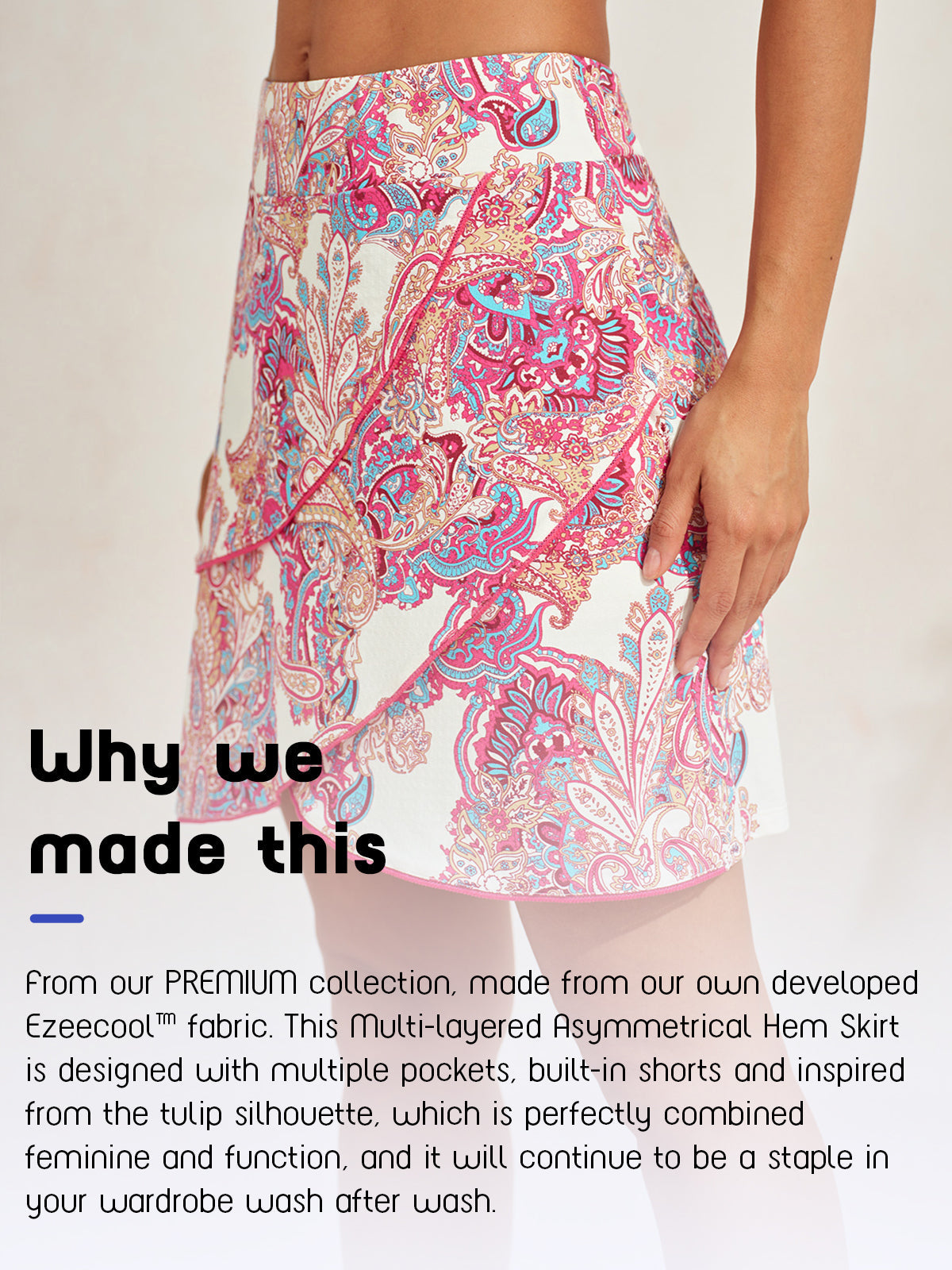 Premium 18.5 Inch Asymmetrical Skort UPF50+