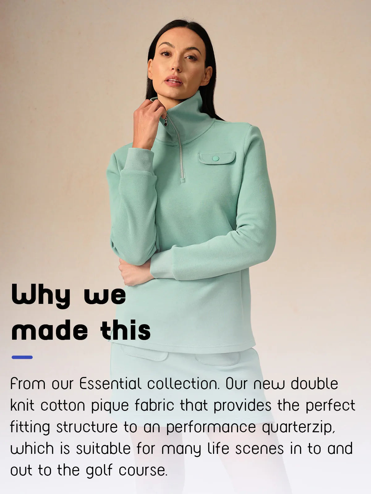 Crisp Couture Long Sleeve Pique Quarterzip