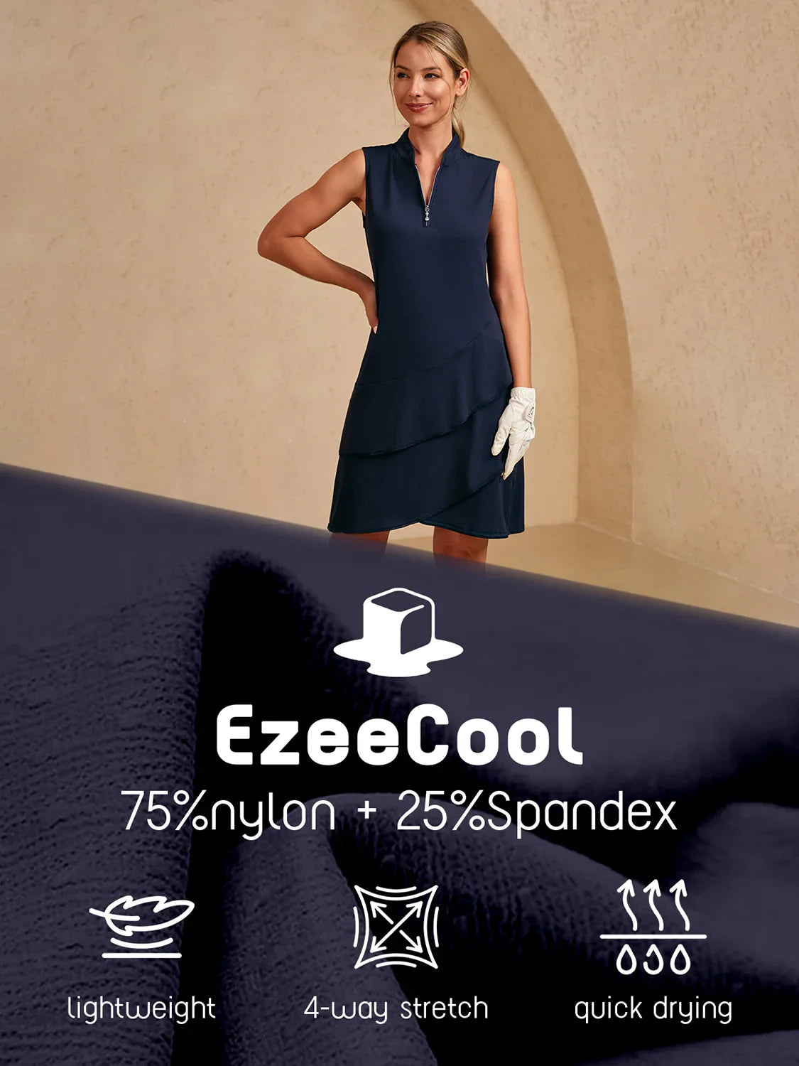 Premium Sleeveless Asymmetrical Trimmed 36.5 Inch Dress UPF50+