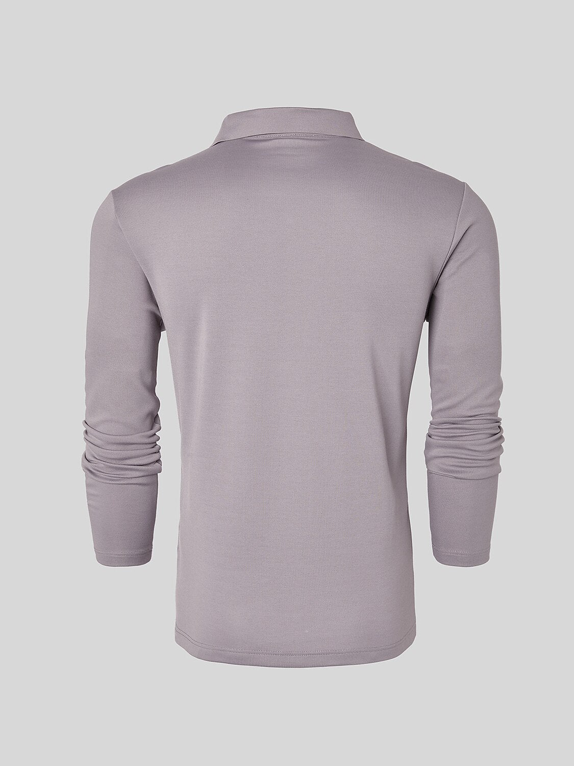 Aqua Wool Men's Snap Buttons Long Sleeve Polo Shirt