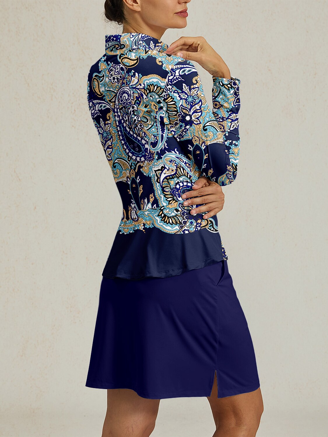 Pretty Feminine Silky Ruffle Golf Shirt Quarterzip UPF50+