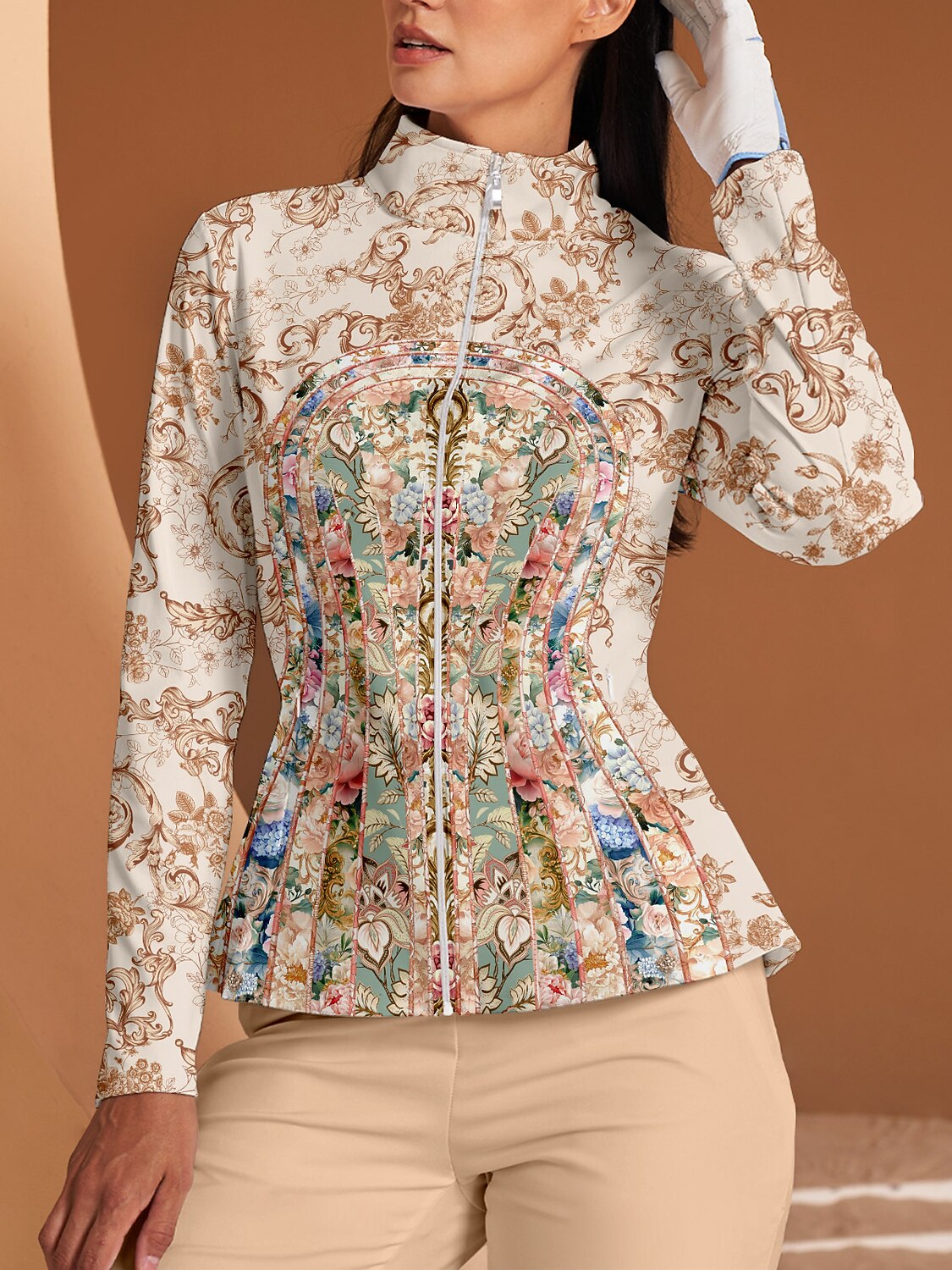 Bold Baroque Ruffle Golf Jacket Sun Protection