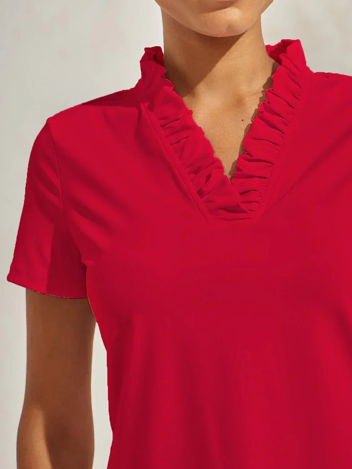 More Than Basic Ruffle V-Neck Polo Top UPF50+