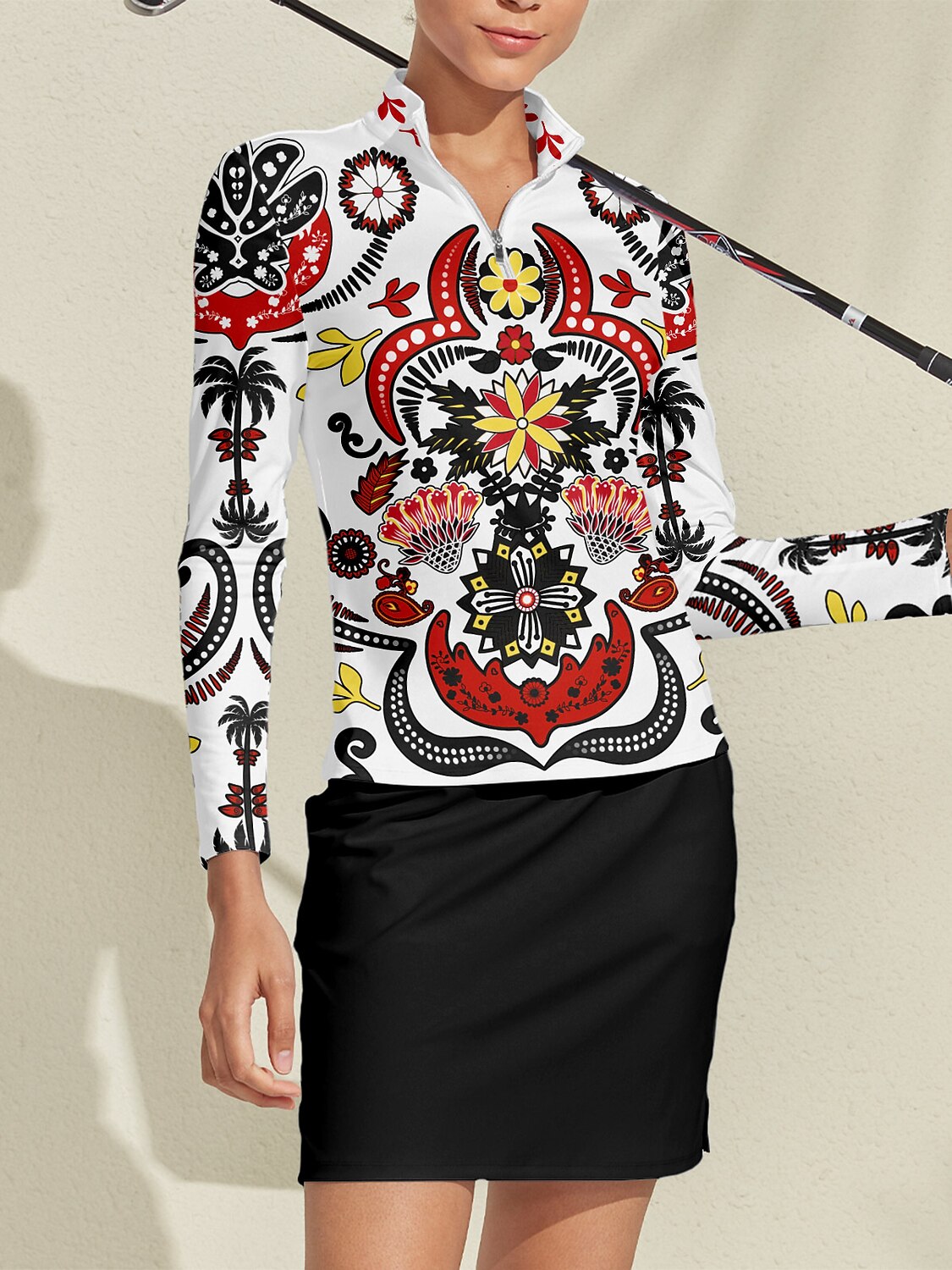 Hyped-up Tropical Golf Shirt Quarterzip UPF50+