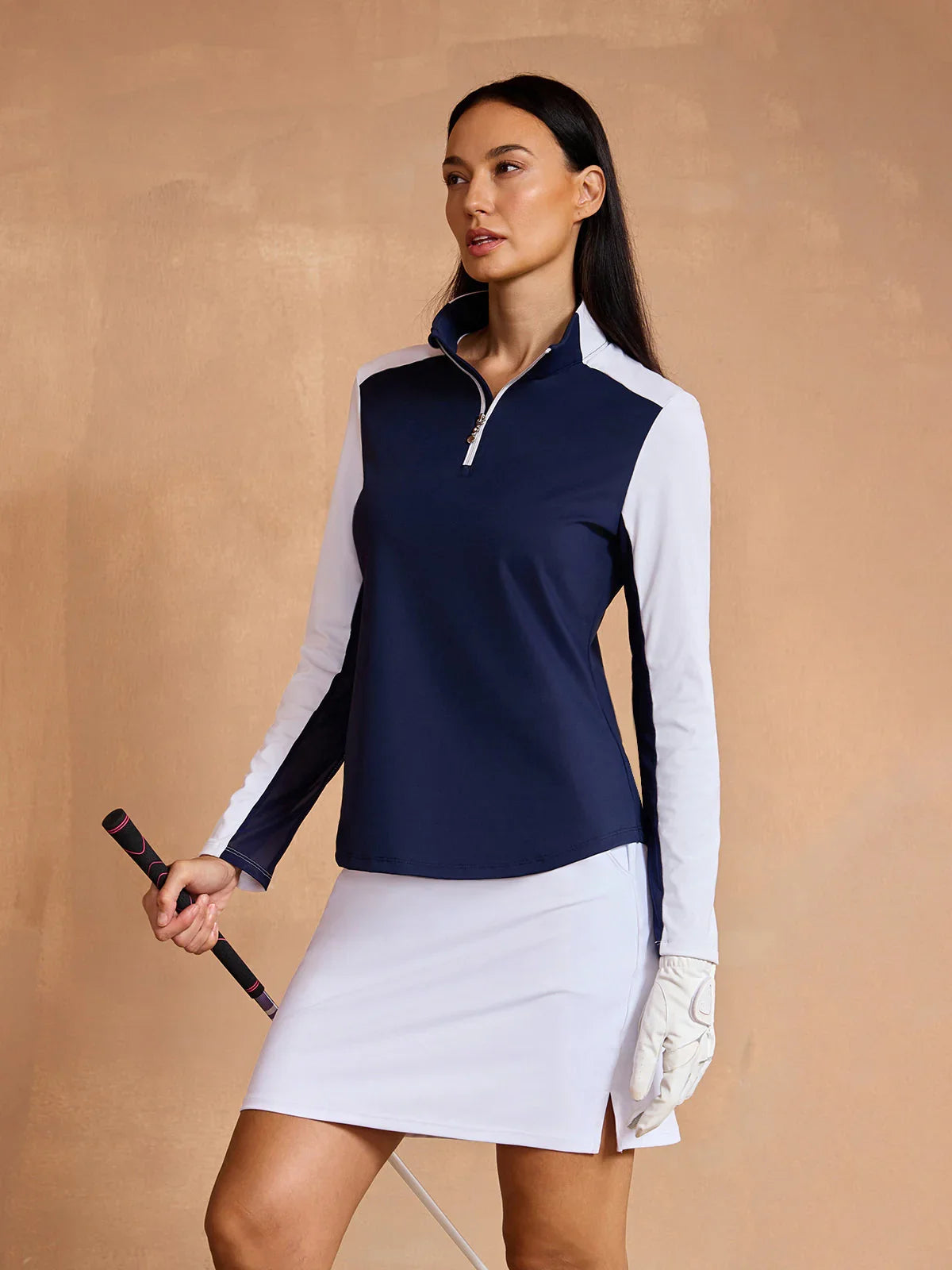 Navycore Long Sleeve Color Block Mesh Quarterzip UPF50+