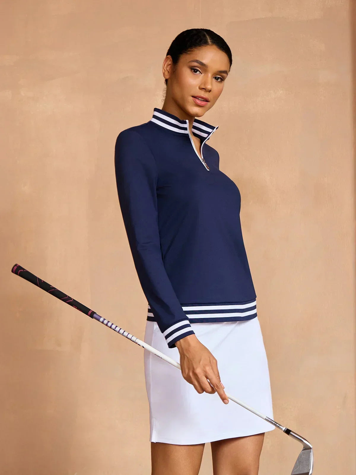 Navycore Long Sleeve Golf Shirt Quarterzip UPF50+