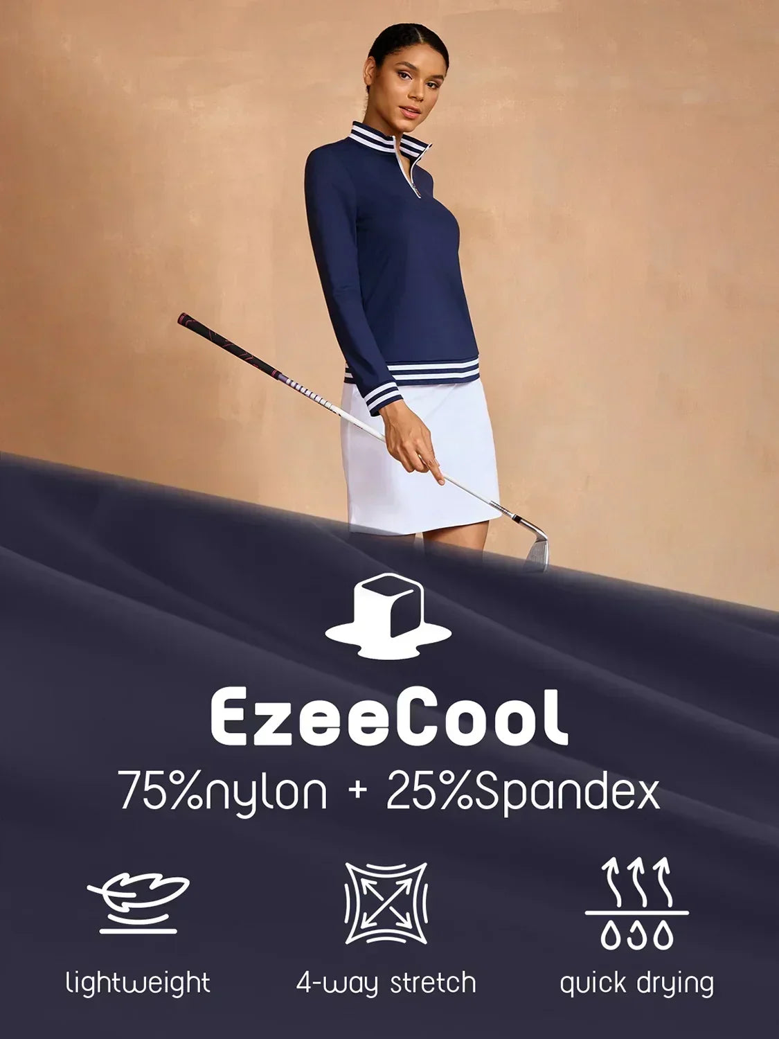 Navycore Long Sleeve Golf Shirt Quarterzip UPF50+