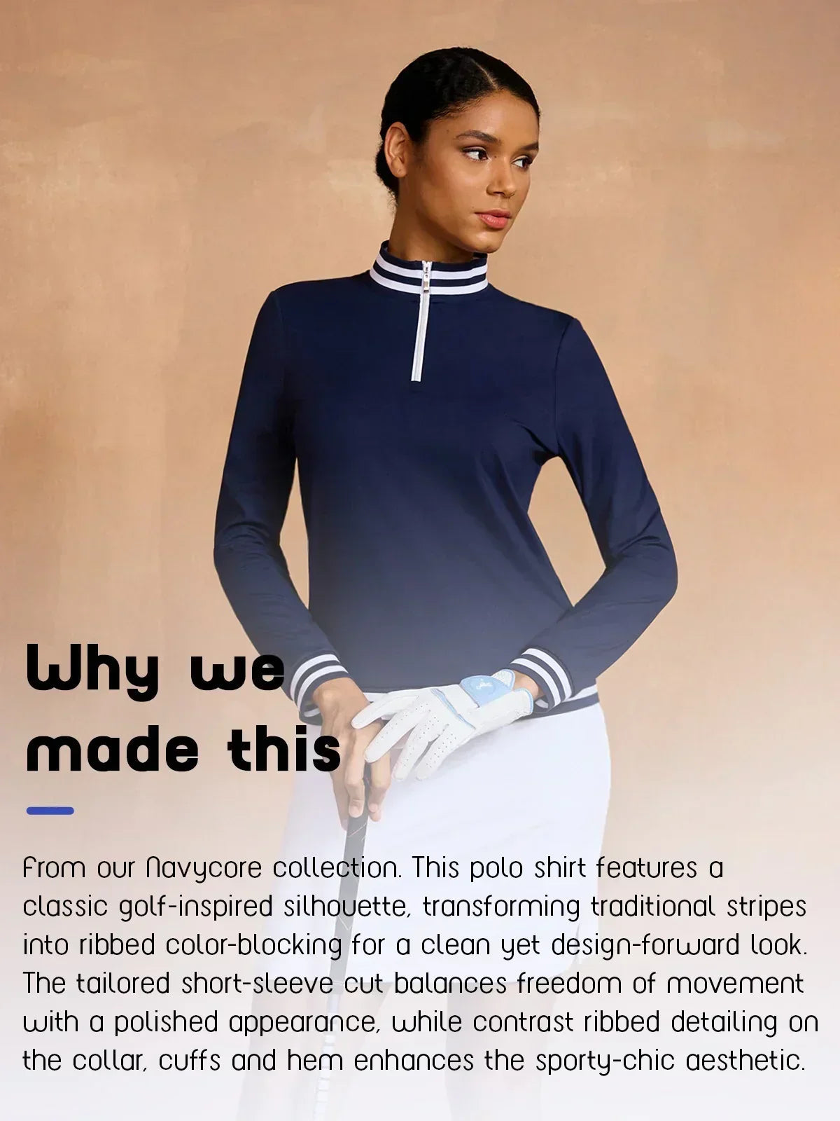 Navycore Long Sleeve Golf Shirt Quarterzip UPF50+