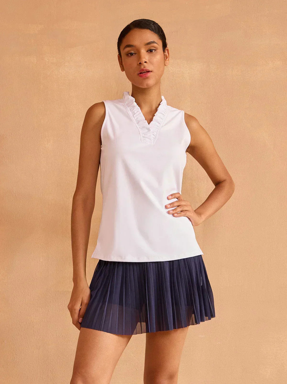 More Than Basic Ruffle V-Neck Tank Top UPF50+