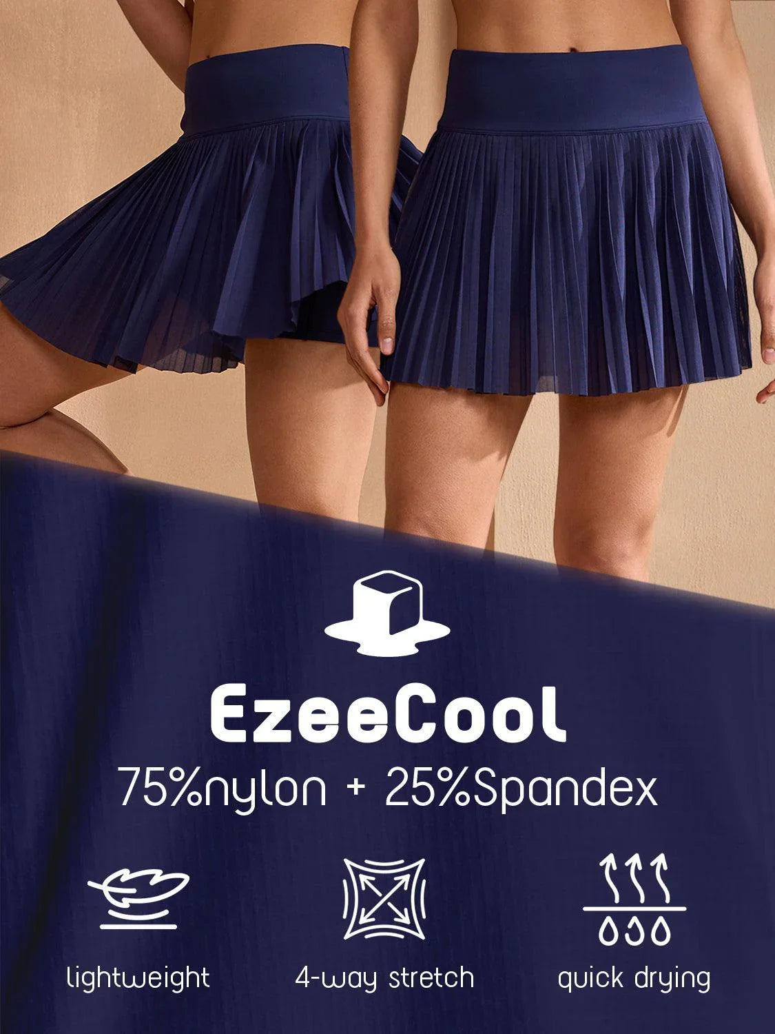 More Than Basic 14.5 Inch A Line Pleated Skort  UPF50+