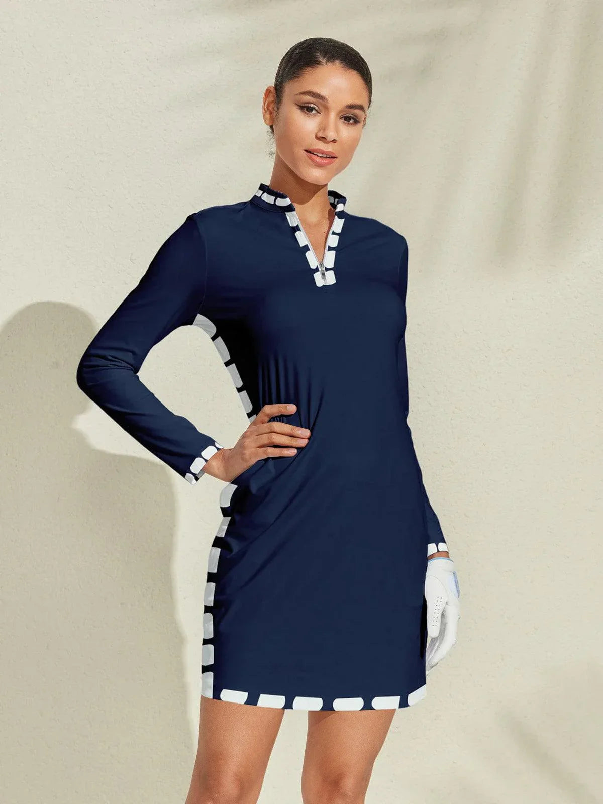 Playful Nautical Long Sleeve 36.5 Inch Dress UPF50+