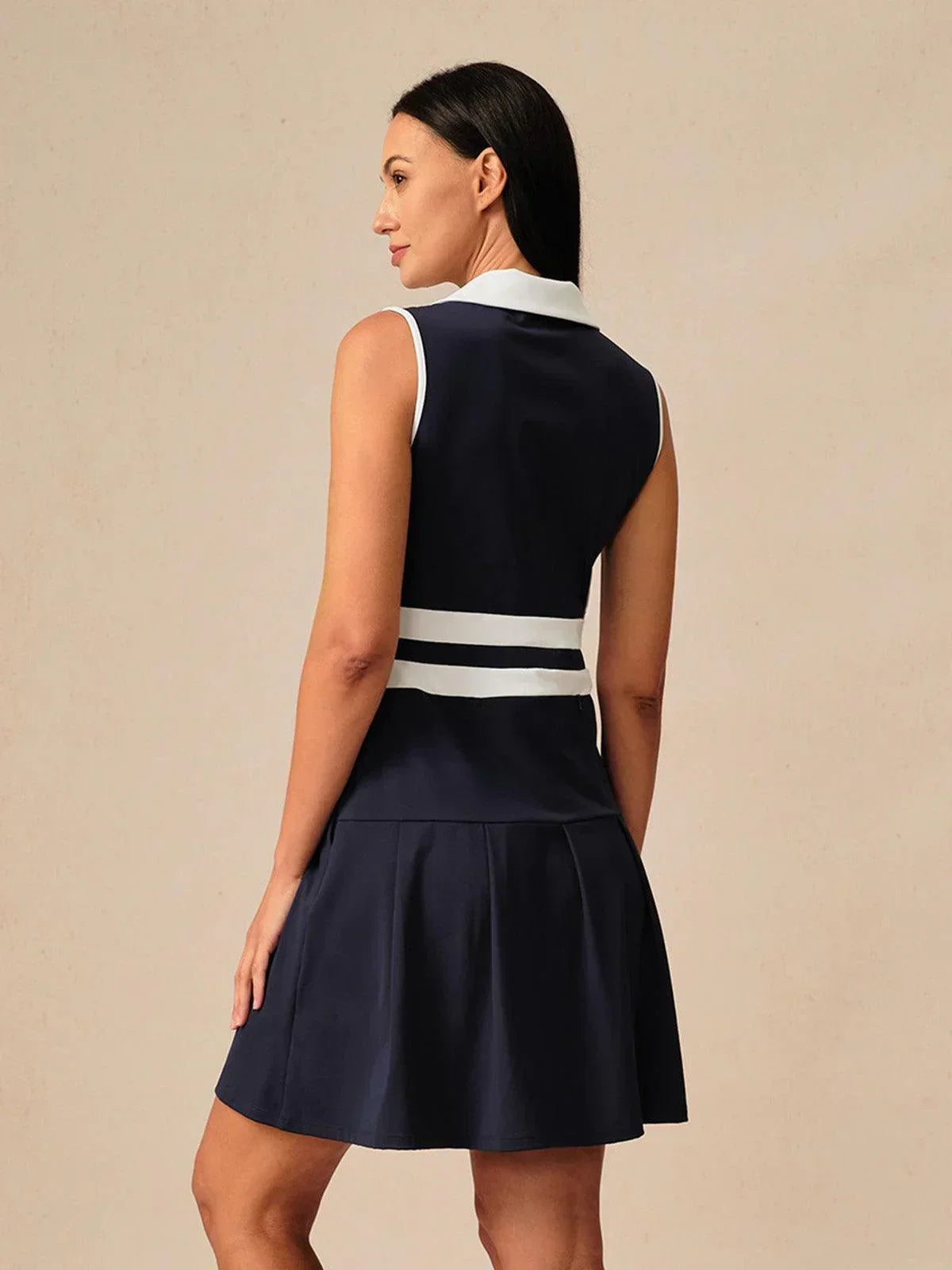 Navycore Sleeveless V-Neck Color Block 36.5 Inch Dress UPF50+