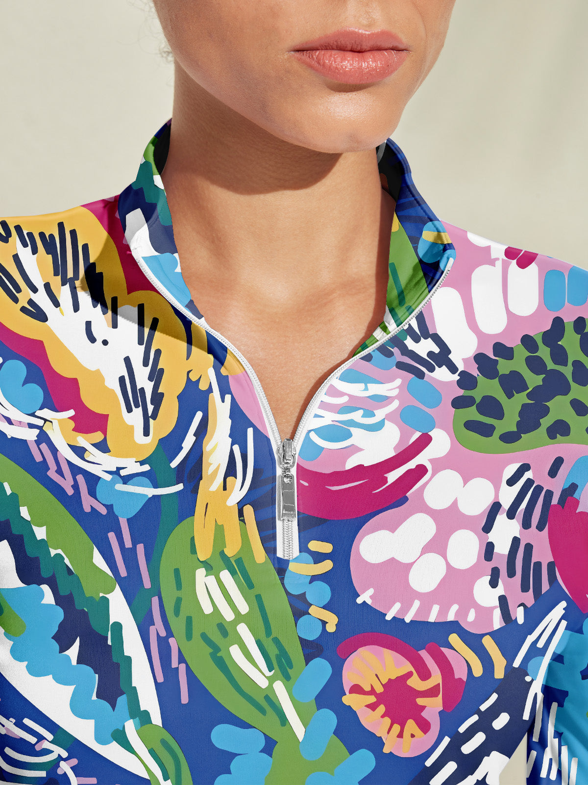 Hyped-up Tropical Golf Shirt Quarterzip UPF50+
