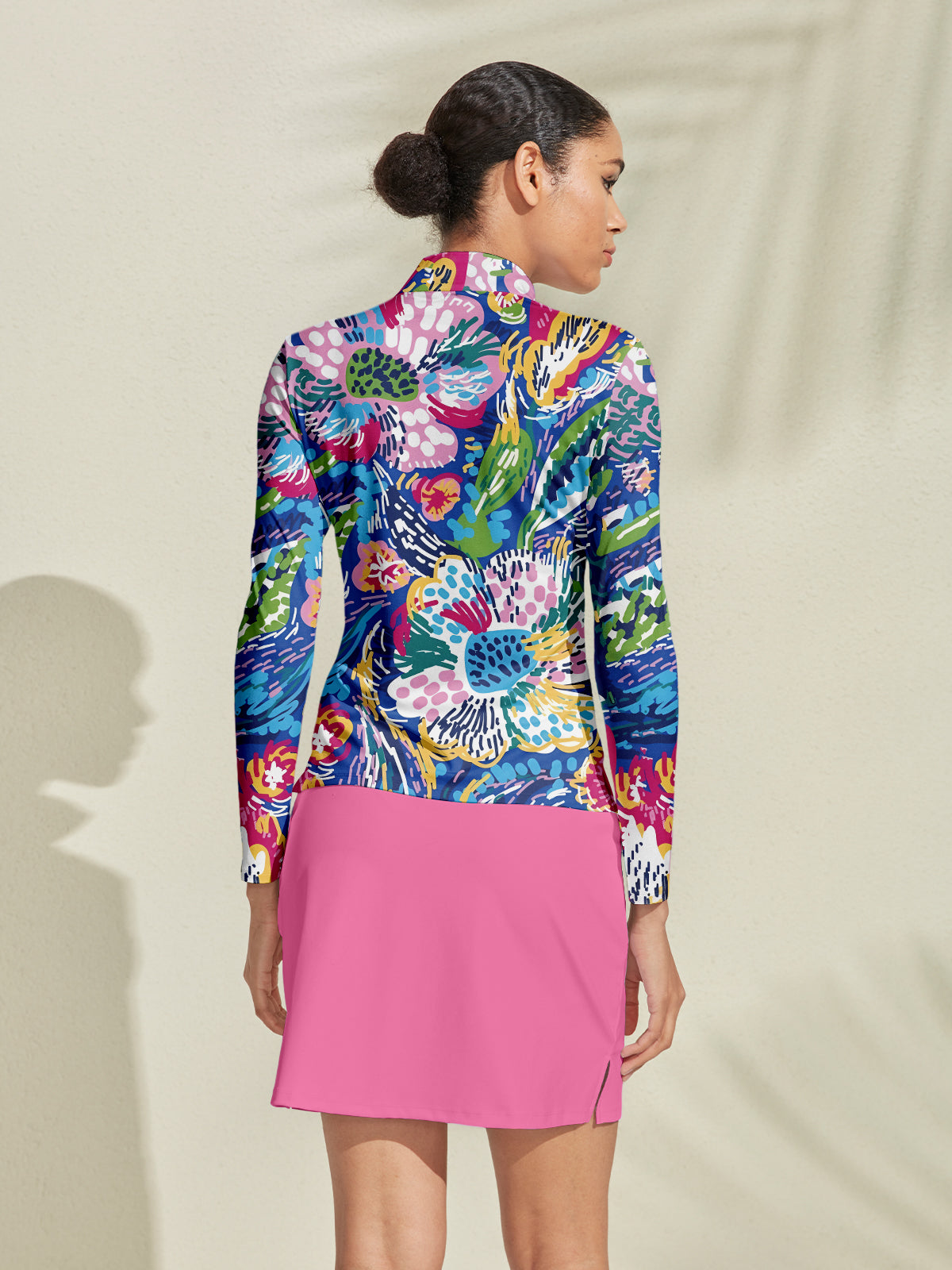 Hyped-up Tropical Golf Shirt Quarterzip UPF50+