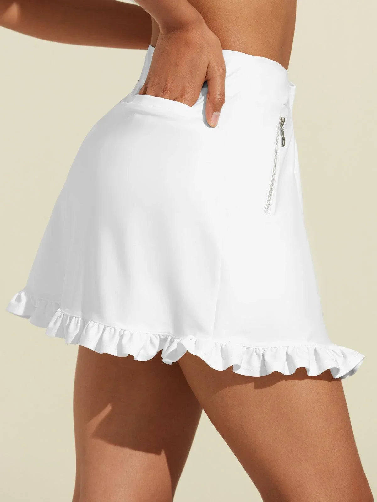 More Than Basic 17 Inch High Waist Ruffle Skort UPF50+