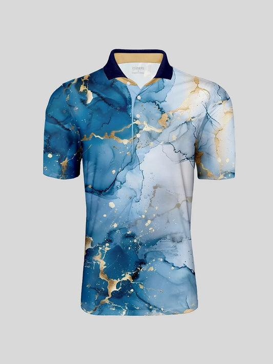 Inked Skins Men's Ribbed Collar Polo Top UPF50+