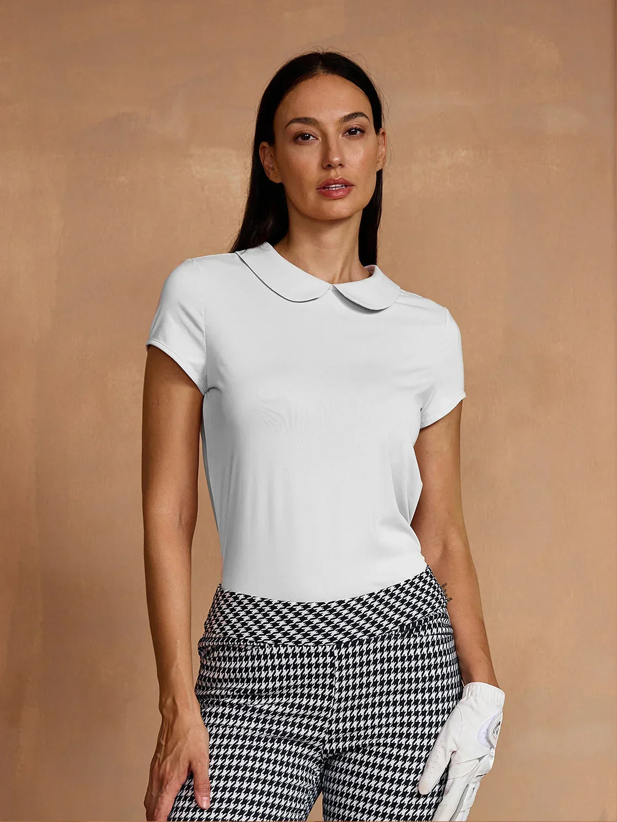 More Than Basic Cap Sleeve Peter Pan Collar Polo