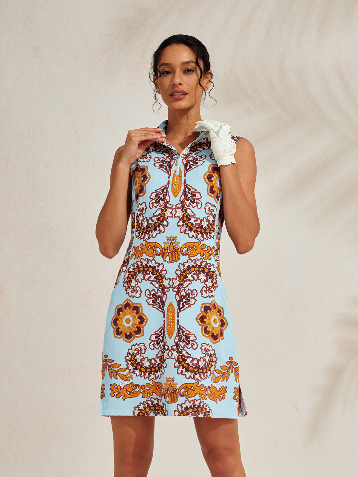 Premium Sleeveless Mock Neck 35.5 Inch Dress UPF50+