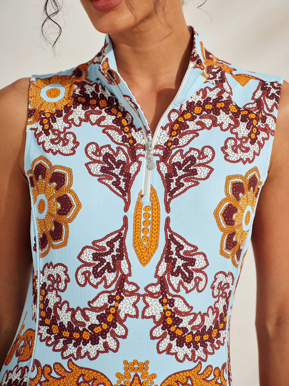 Premium Sleeveless Mock Neck 35.5 Inch Dress UPF50+