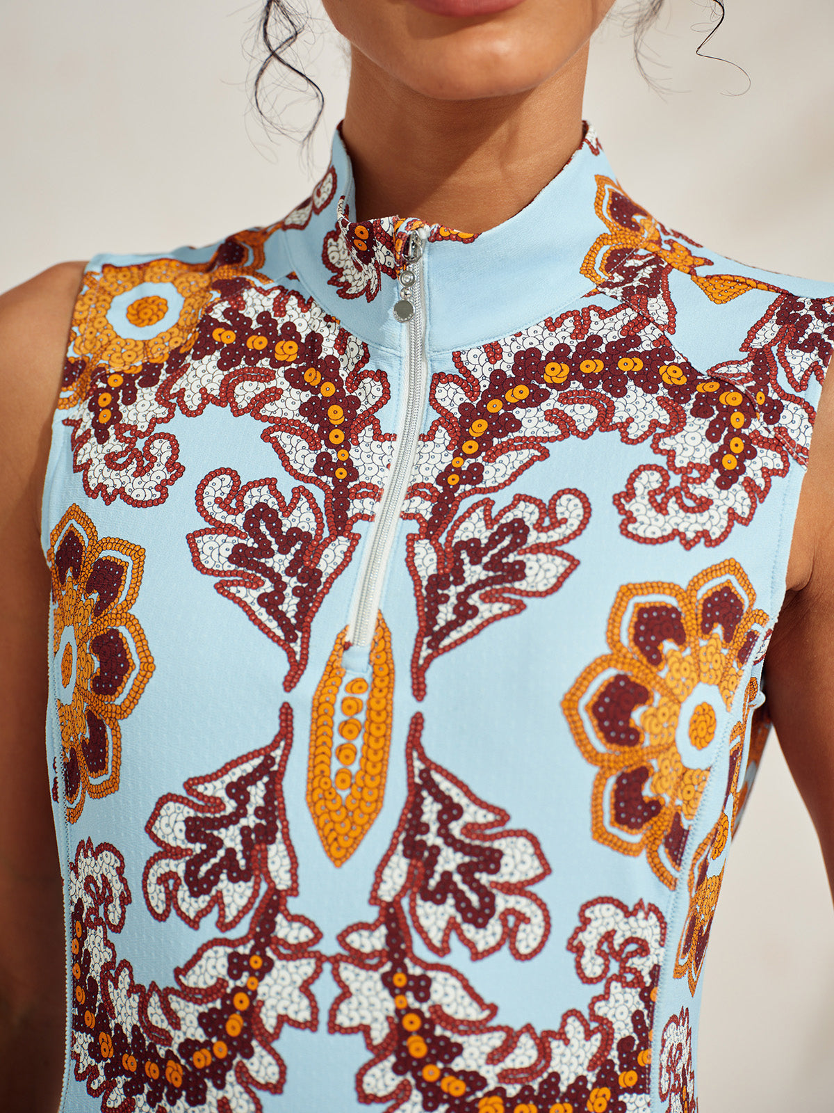 Premium Sleeveless Mock Neck 35.5 Inch Dress UPF50+