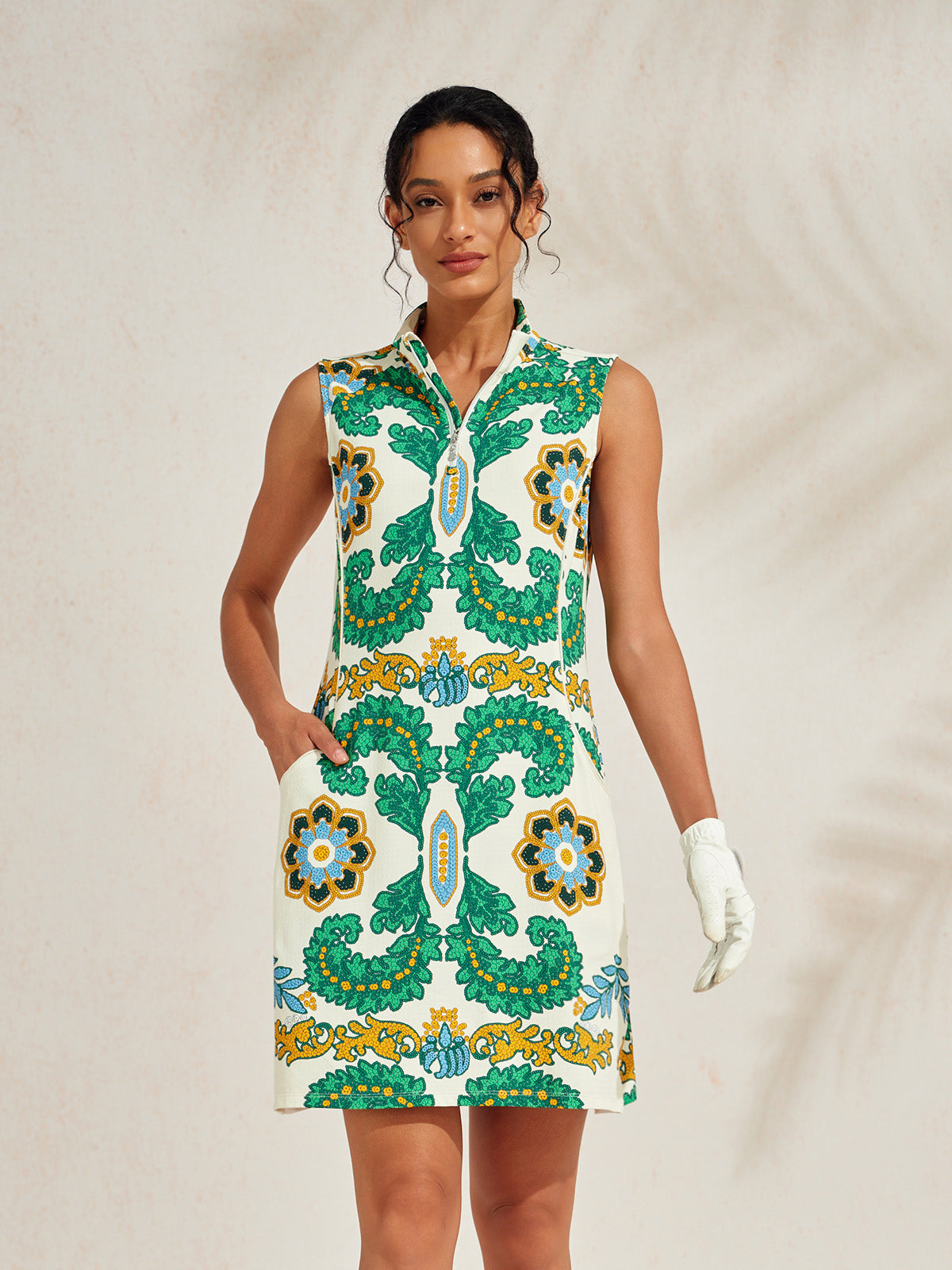 Premium Sleeveless Mock Neck 35.5 Inch Dress UPF50+