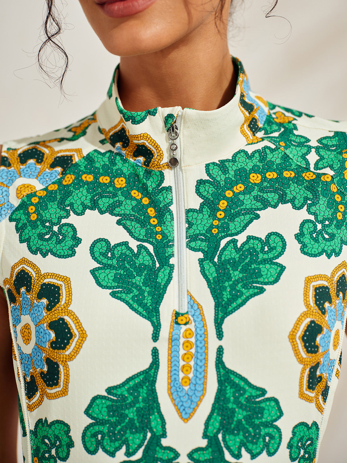 Premium Sleeveless Mock Neck 35.5 Inch Dress UPF50+