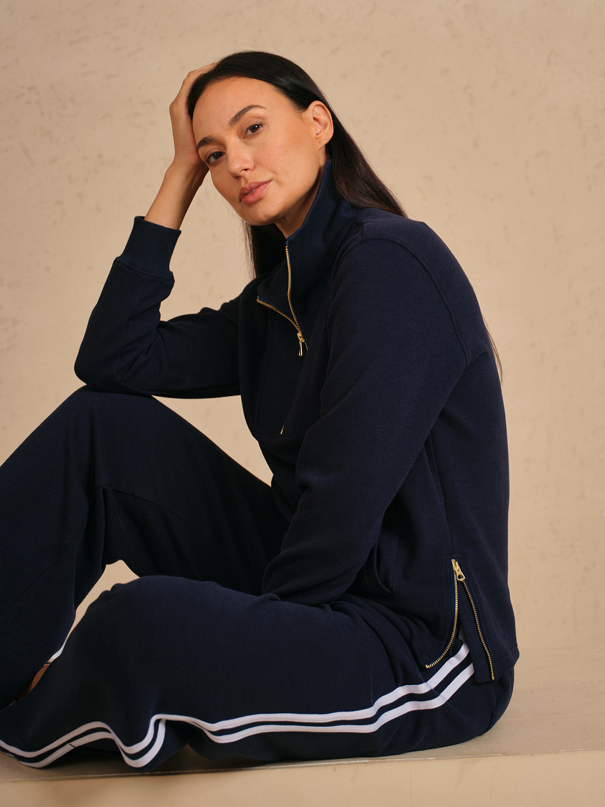 UltraSoft Velour Long Sleeve Side Zipper Sweatshirt