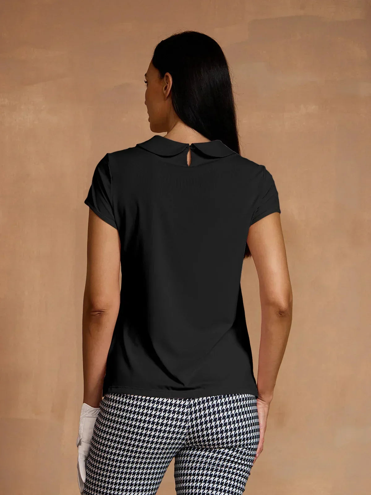 More Than Basic Cap Sleeve Peter Pan Collar Polo