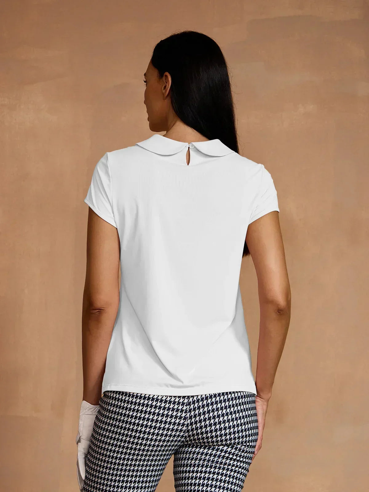 More Than Basic Cap Sleeve Peter Pan Collar Polo