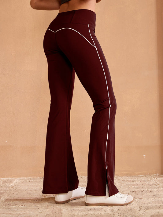 More Than Basic High Waist 35 Inch Trimmed Flared Pants