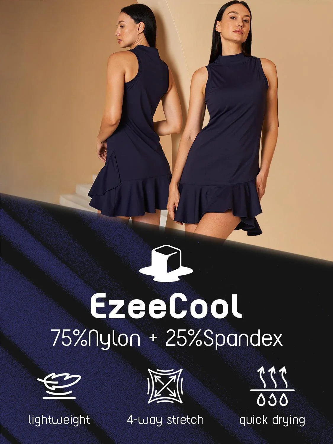 More Than Basic Ruffle 34.5 Inch Dress For Golf Pickleball & Tennis