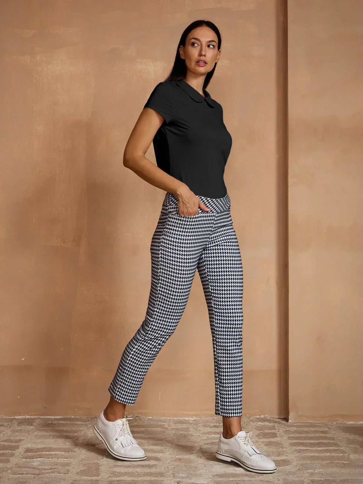 More Than Basic Cap Sleeve Peter Pan Collar Polo