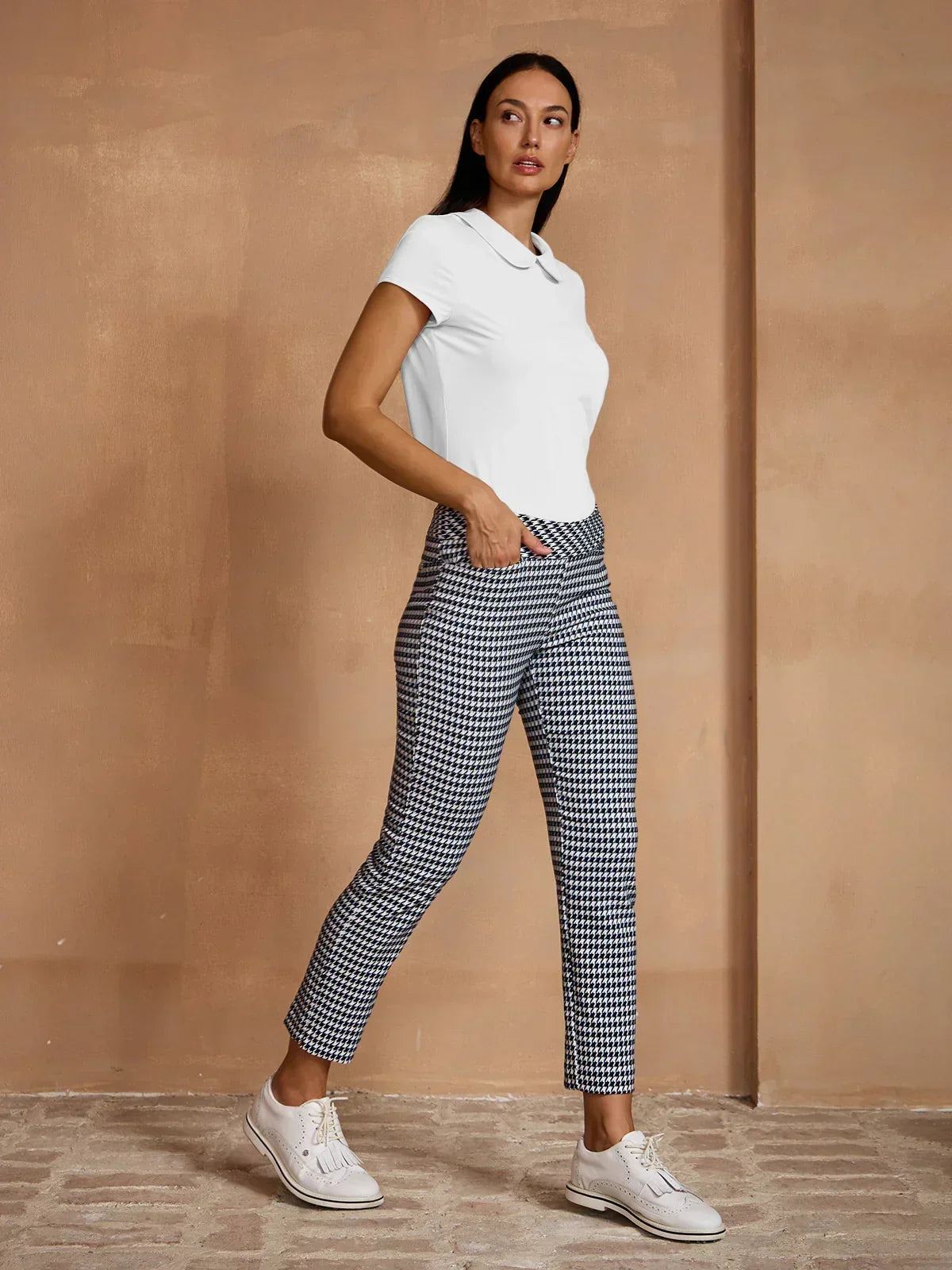 More Than Basic Cap Sleeve Peter Pan Collar Polo