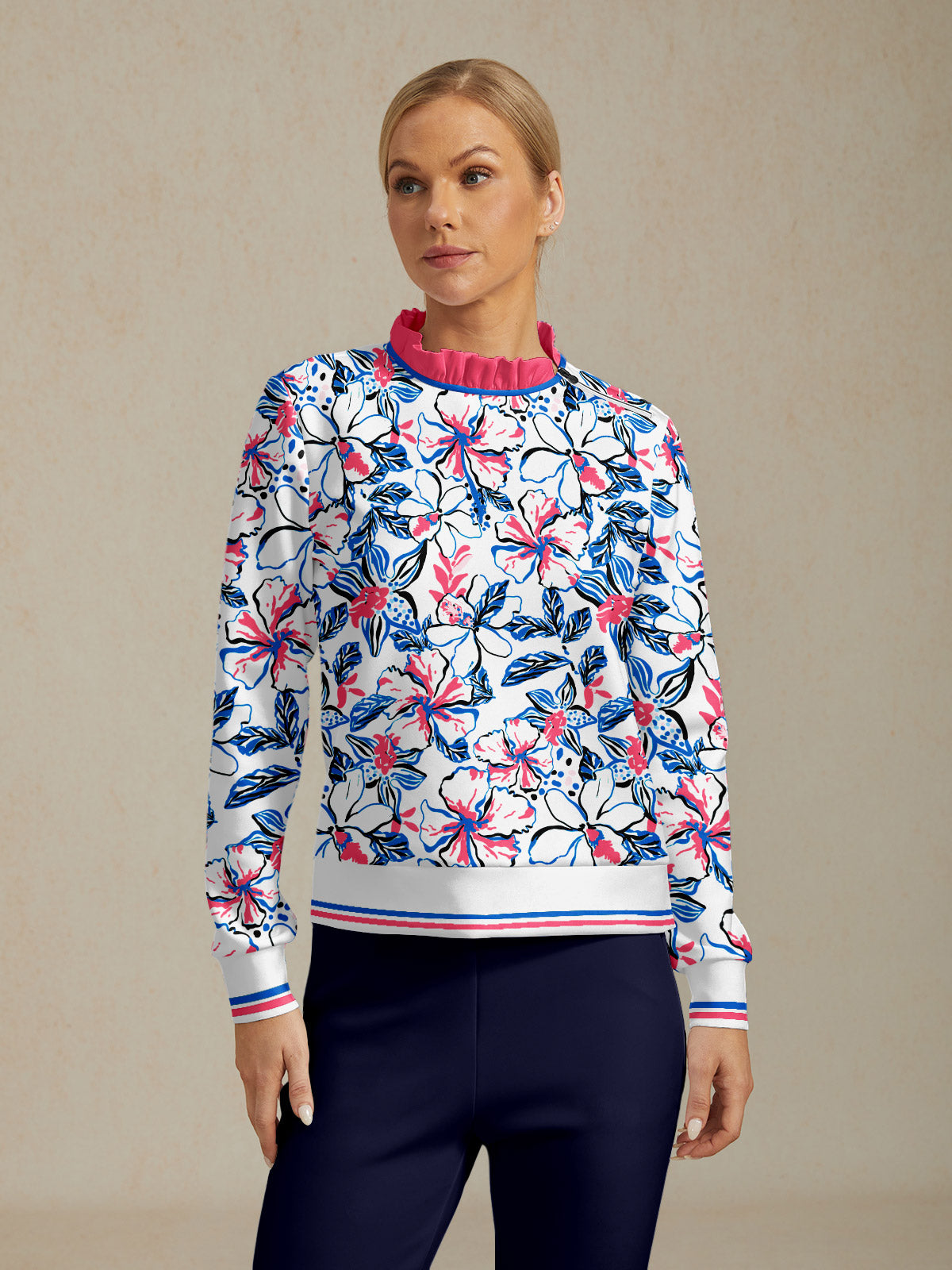 Botanical Energy Ruffle Collar Golf Sweatshirt