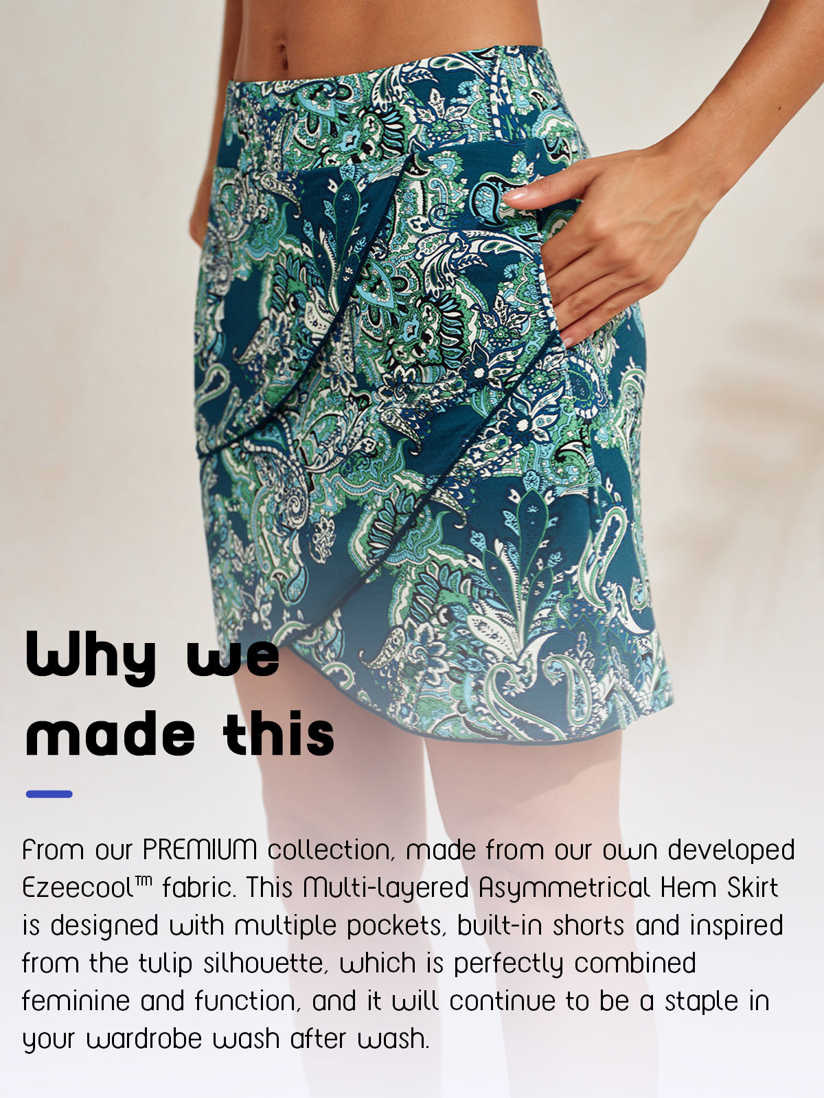 Premium 18.5 Inch Asymmetrical Skort UPF50+