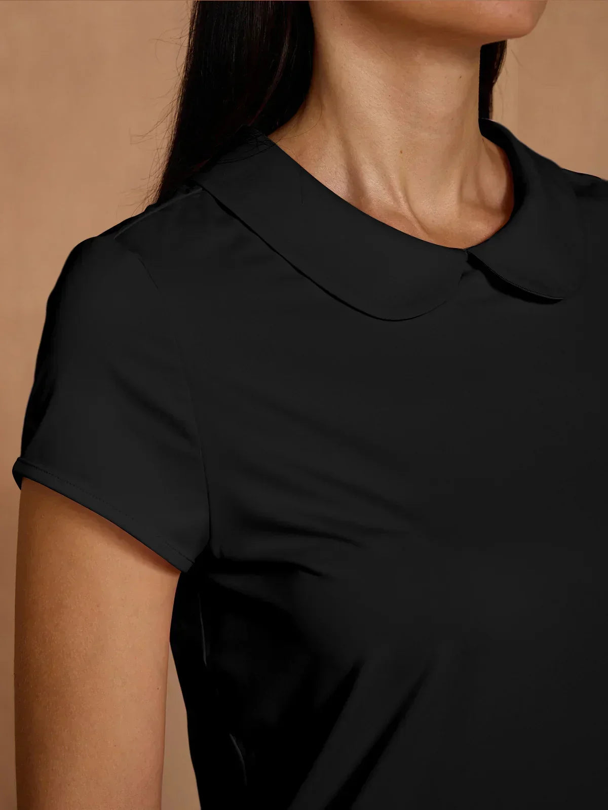 More Than Basic Cap Sleeve Peter Pan Collar Polo