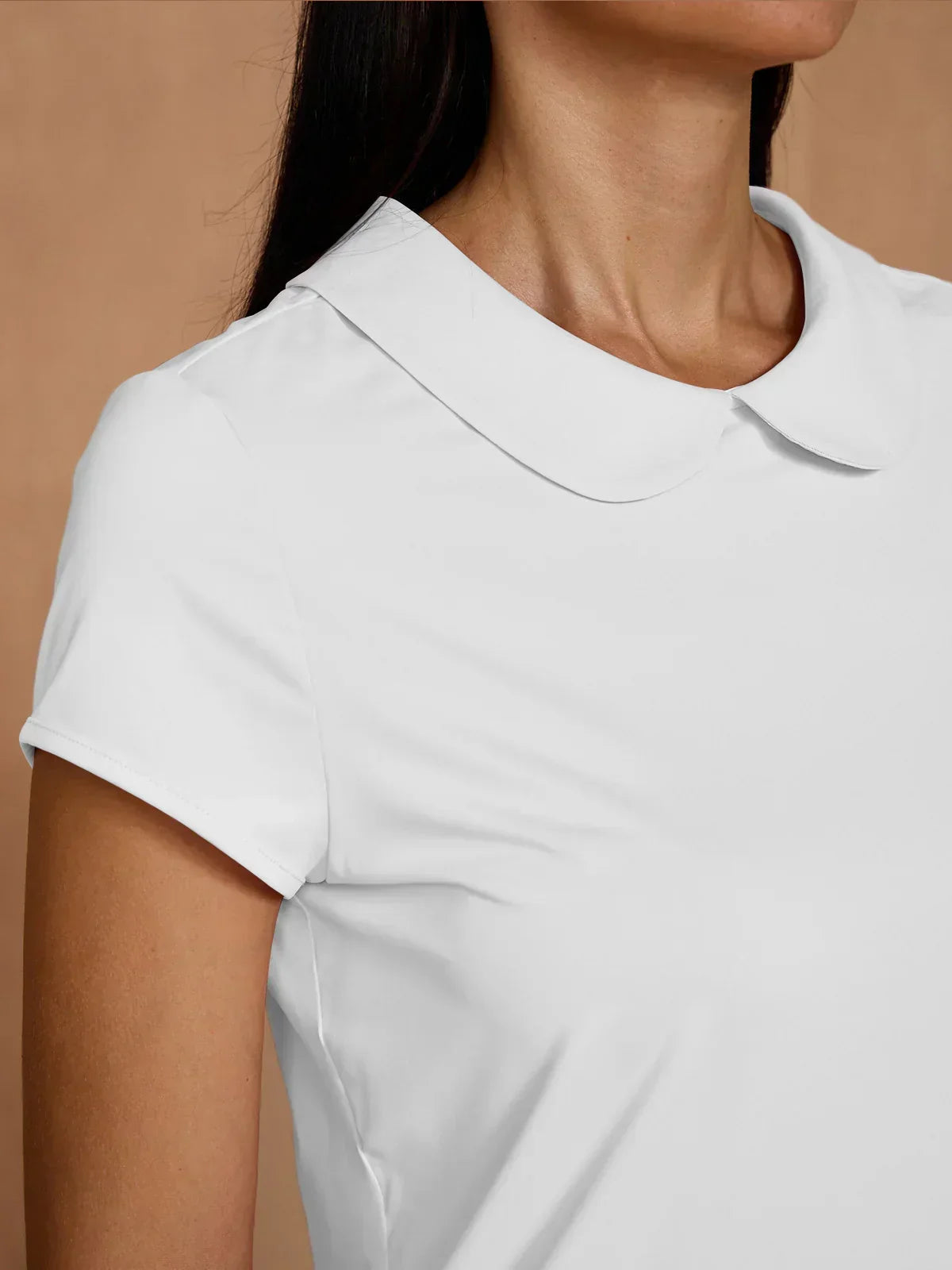 More Than Basic Cap Sleeve Peter Pan Collar Polo
