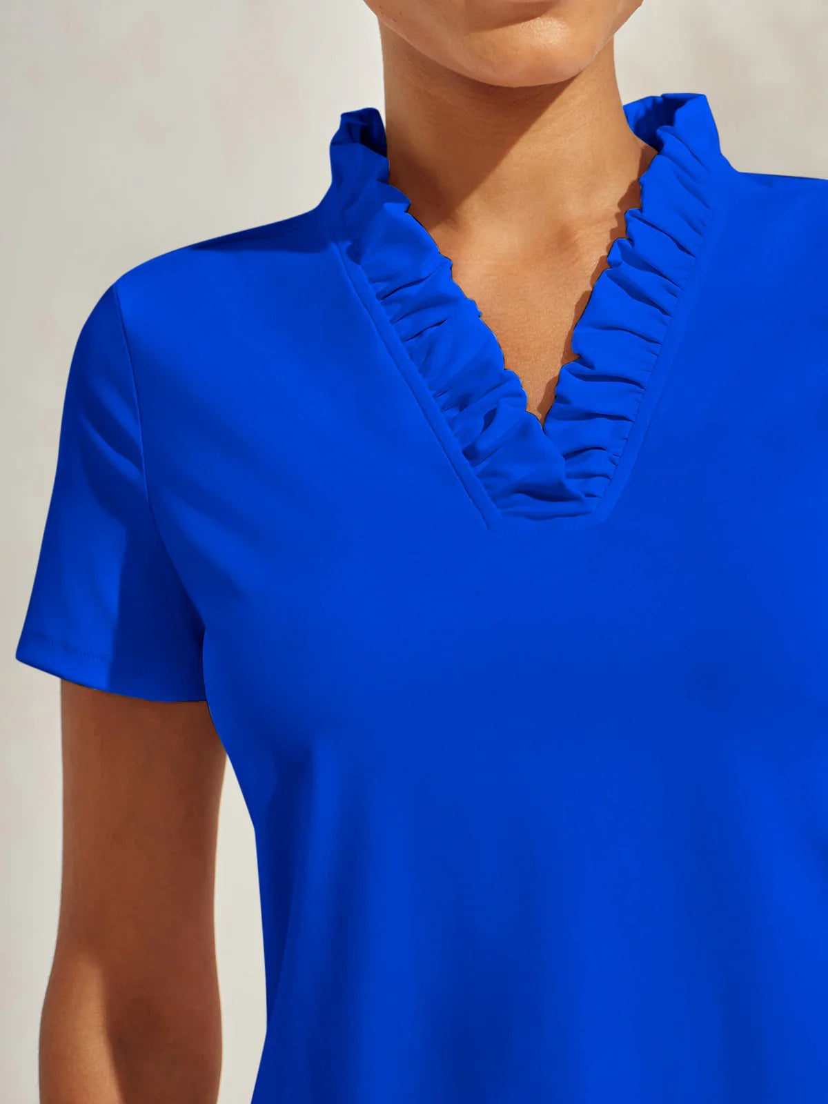 More Than Basic Ruffle V-Neck Polo Top UPF50+