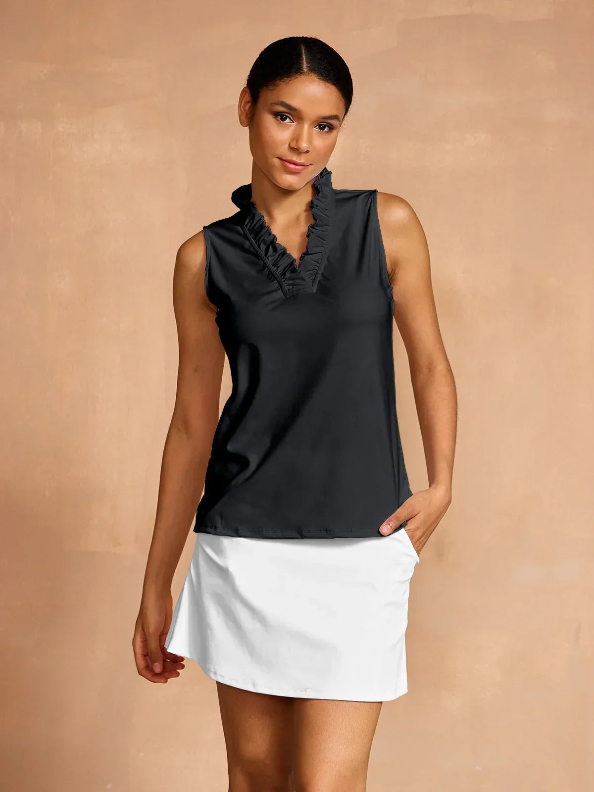 More Than Basic Ruffle V-Neck Tank Top UPF50+