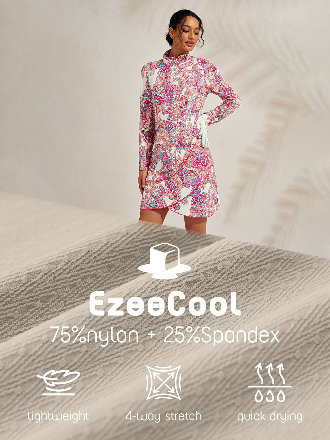 Premium Long Sleeve Mock Neck Quarterzip UPF50+