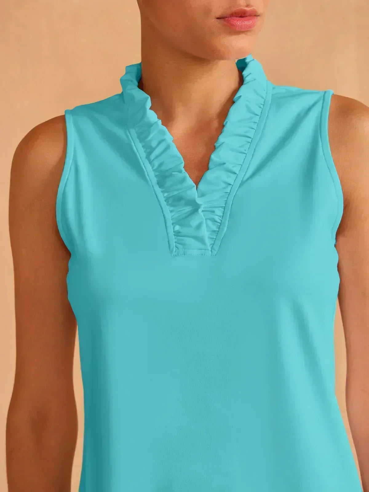 More Than Basic Ruffle V-Neck Tank Top UPF50+