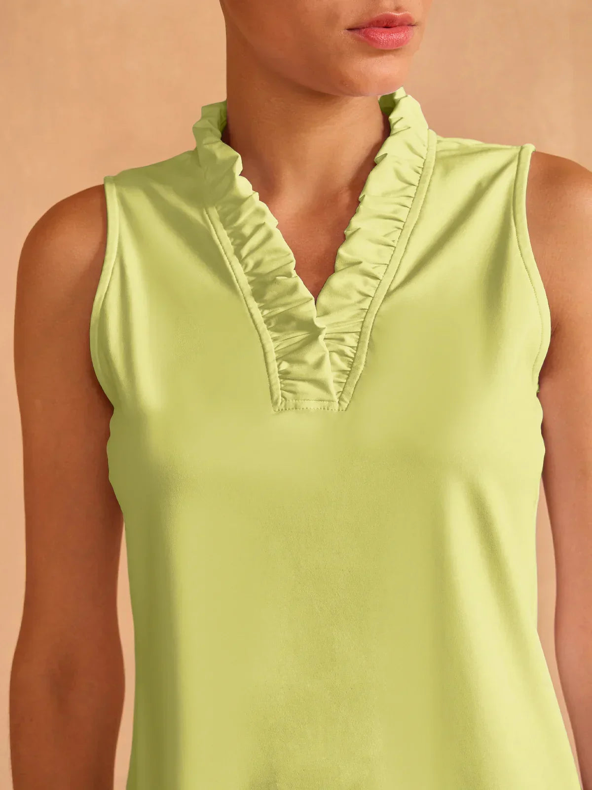 More Than Basic Ruffle V-Neck Tank Top UPF50+