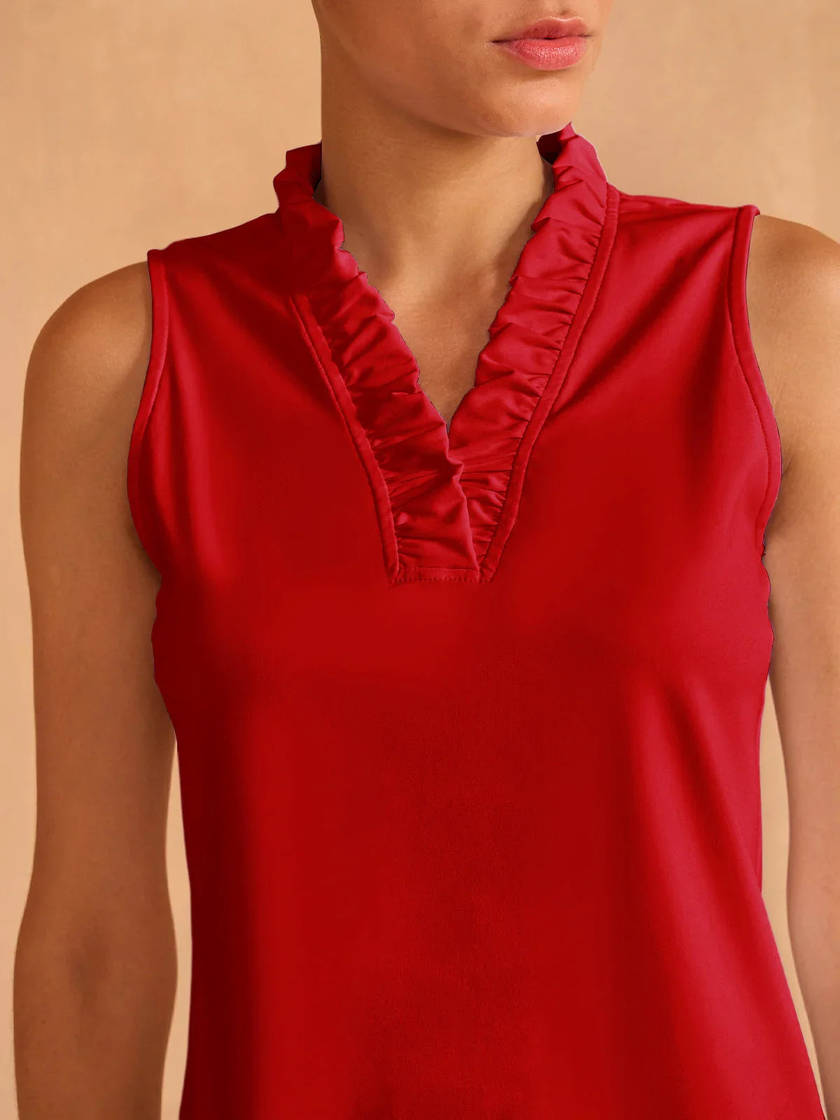 More Than Basic Ruffle V-Neck Tank Top UPF50+
