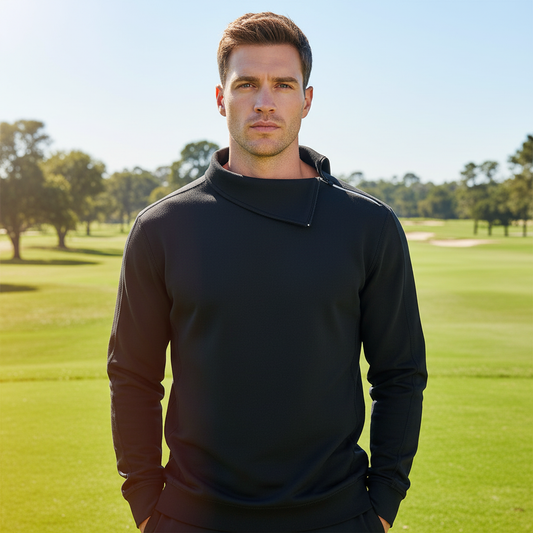 Basic Men's Irregular Zip Collar Long Sleeve Sweatshirt