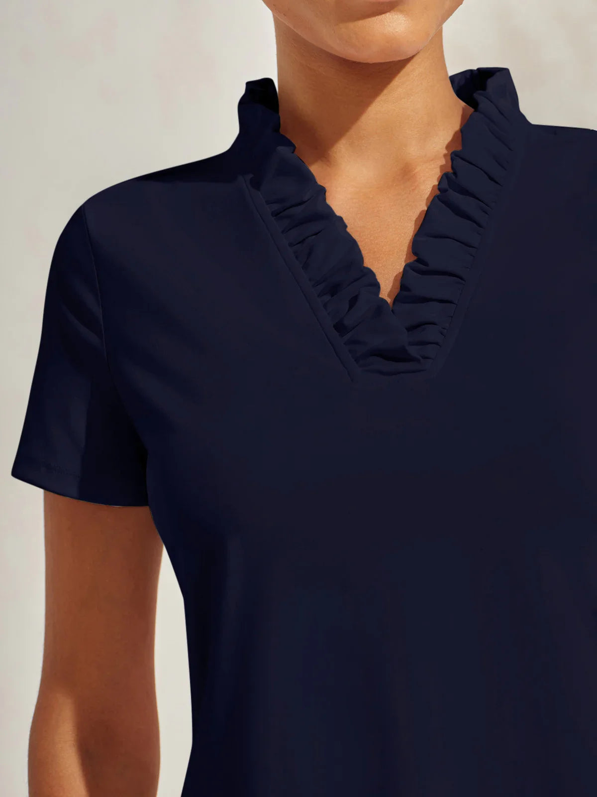 More Than Basic Ruffle V-Neck Polo Top UPF50+