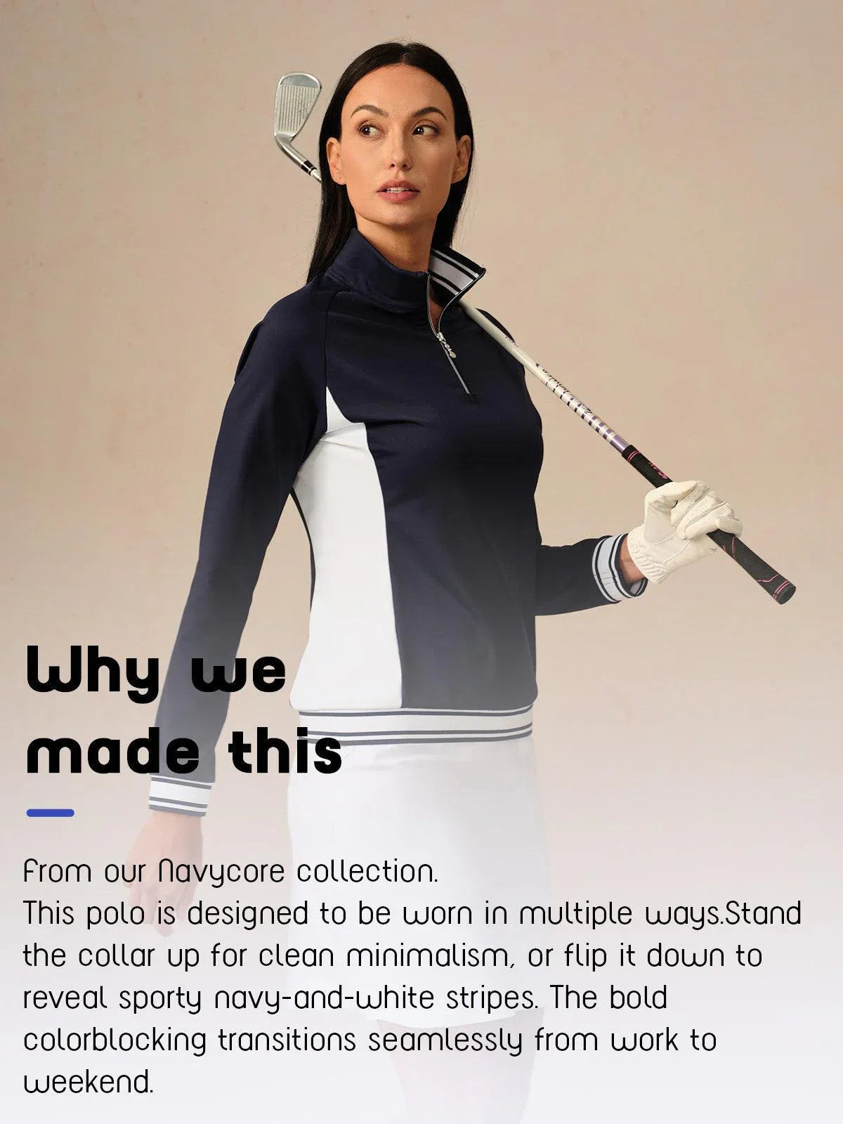 Navycore Long Sleeve Color Block Quarterzip UPF50+