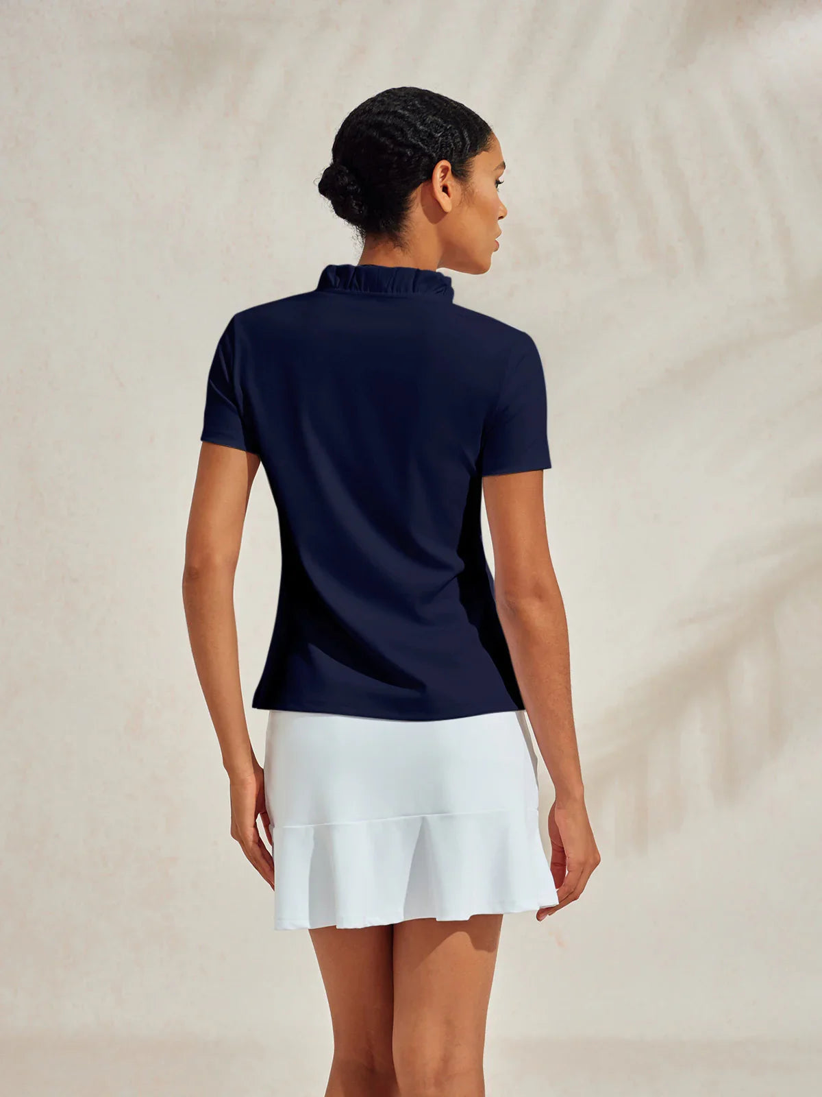 More Than Basic Ruffle V-Neck Polo Top UPF50+