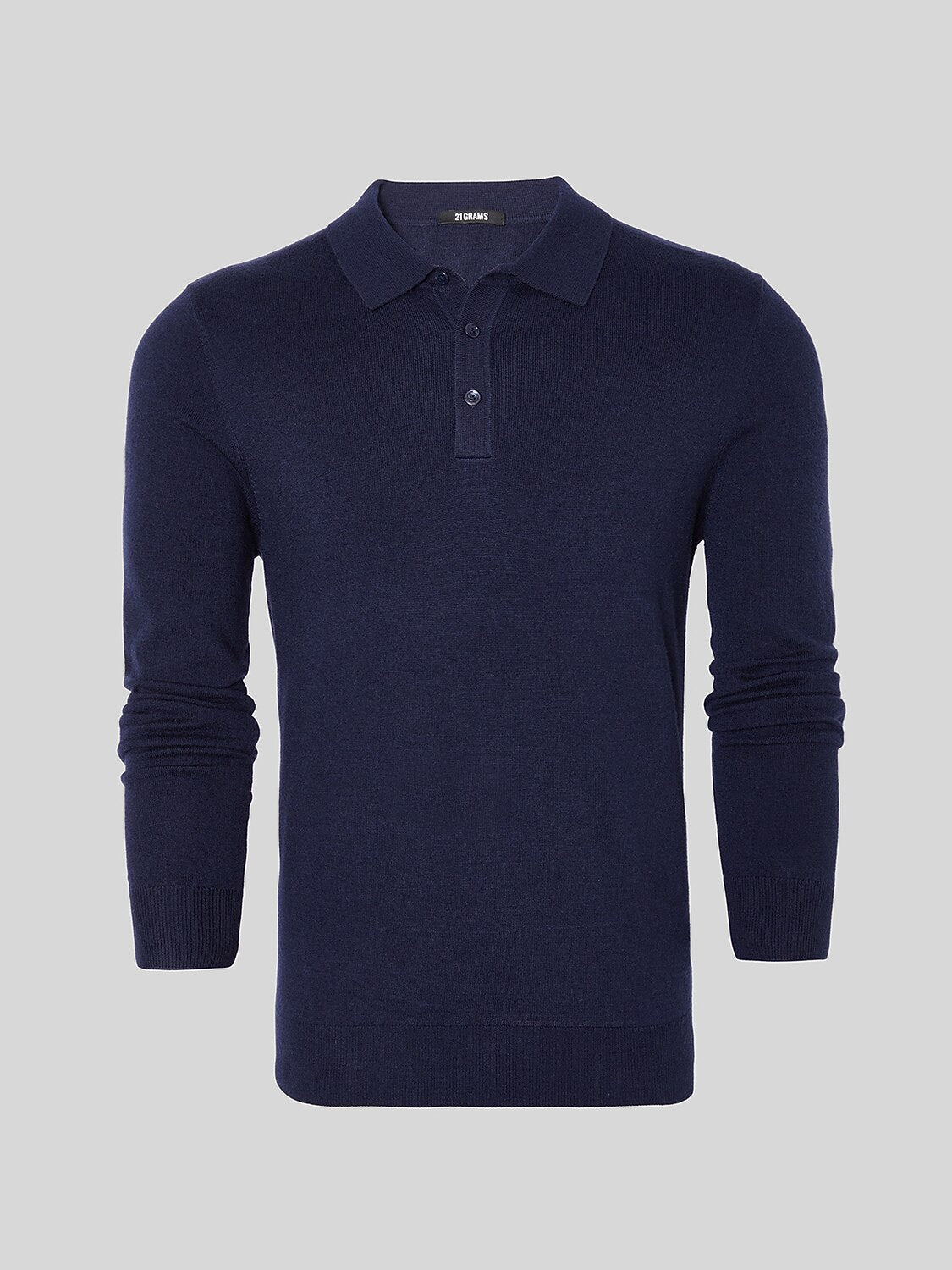 Aqua Wool Men's Long Sleeve Polo Shirt