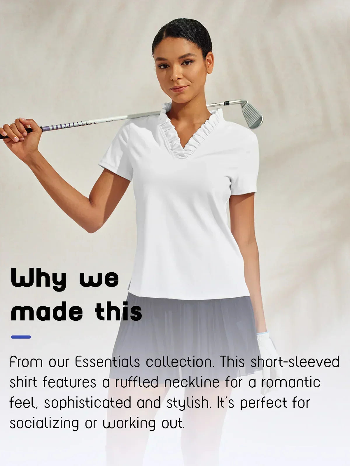 More Than Basic Ruffle V-Neck Polo Top UPF50+